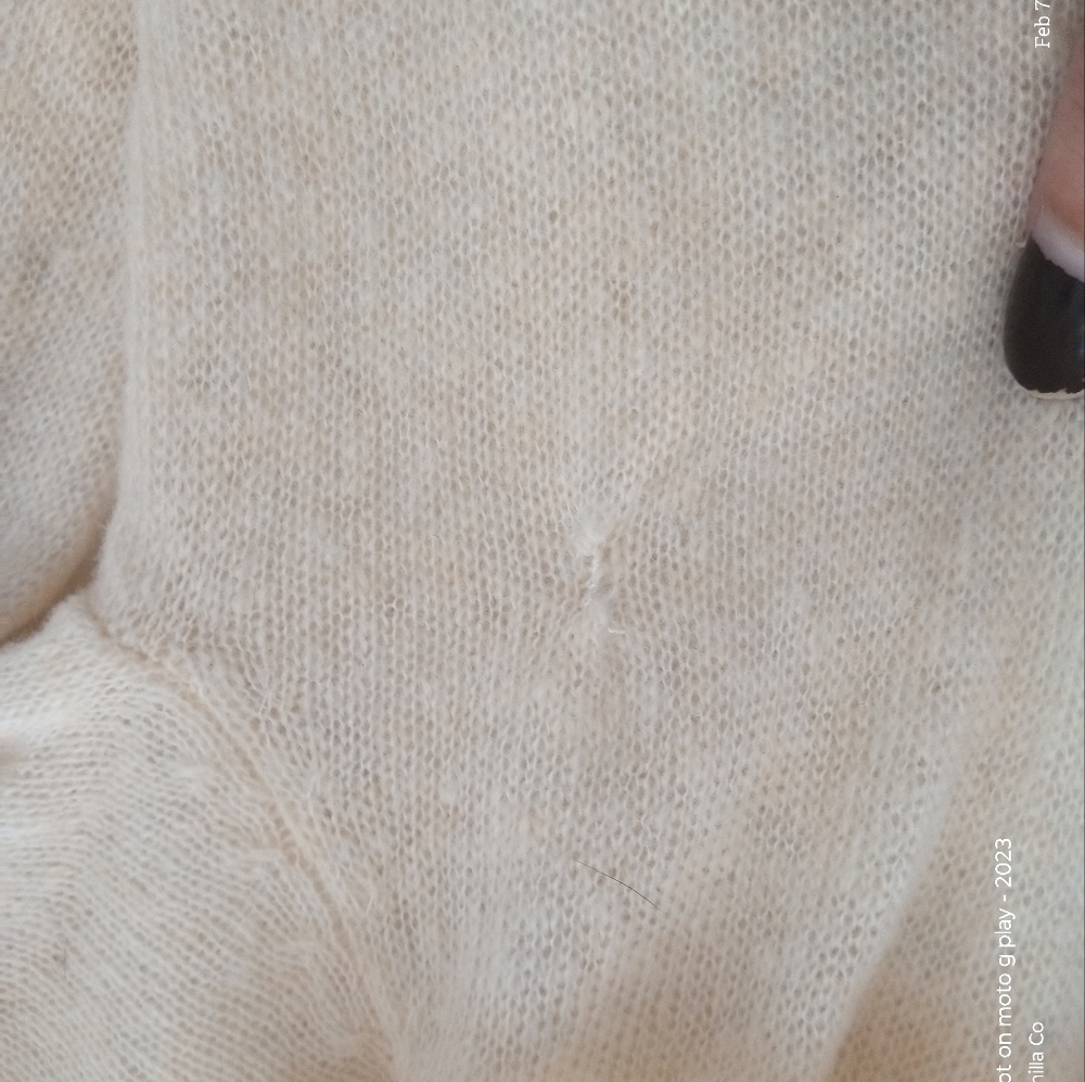 Zara Women's Ruffled Pointelle Blouse Knit Wool Blend Ivory Size Small - Picture 10 of 10